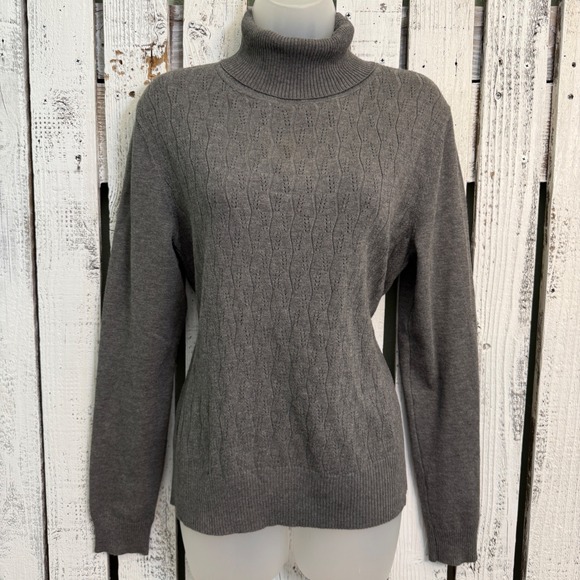 Melrose Chic New York Turtleneck Sweater Women's XL Fitted Gray Lightweight Y2K - Picture 11 of 14